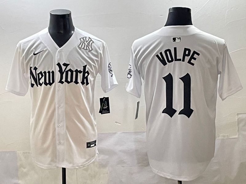 Men 2025 New York Yankees #11 Volpe White Five generations Joint Name Nike MLB Jersey style 38